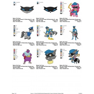 Package 9 Sly Cooper Embroidery Designs